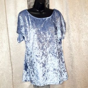 Luna Chix crushed velvet Ice Blue top sz M